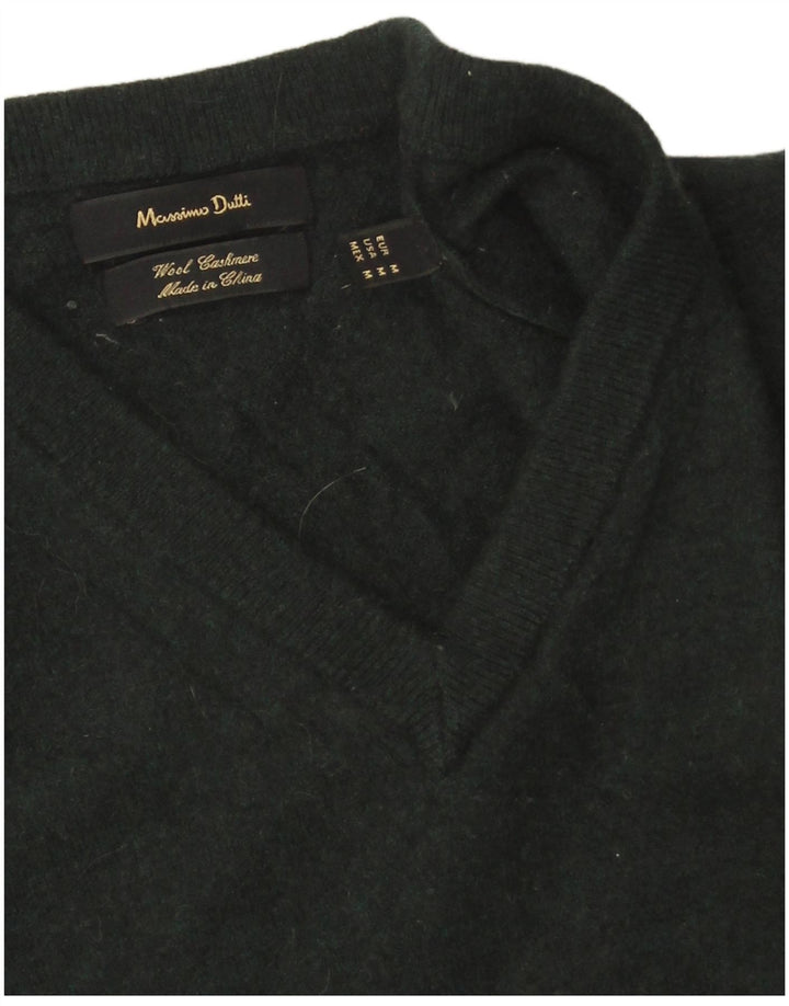 Massimo Dutti Pull col V pour femme UK 14 Laine vert moyen