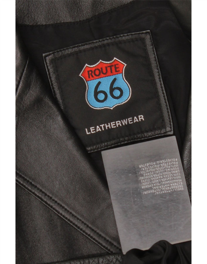 ROUTE 66 Veste blazer en cuir à 3 boutons pour homme UK 38 Cuir noir moyen