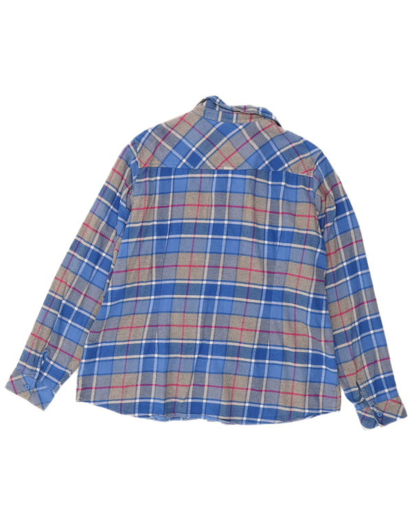 Columbia Chemise surdimensionnée en flanelle pour femme UK 18 XL Bleu à carreaux en coton