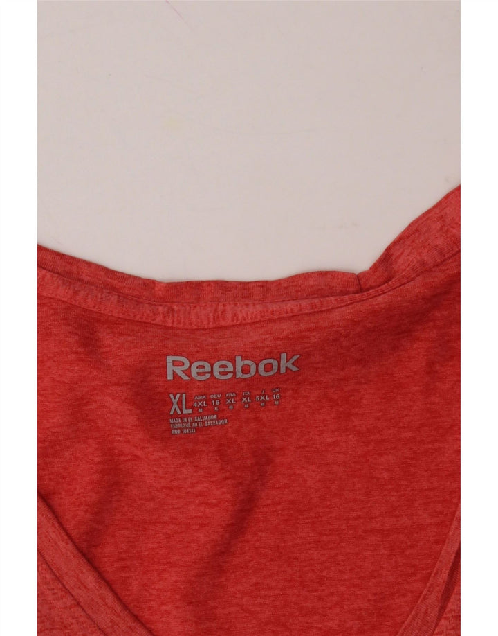 REEBOK Womens T-Shirt Top UK 16 Large Red Flecked Vintage Reebok and Second-Hand Reebok from Messina Hembry 