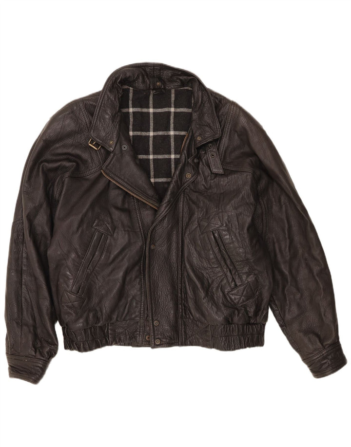 Veste en cuir homme vintage IT 56 3XL Cuir noir