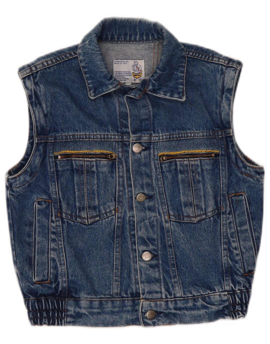 POP 84 Gilet court en jean pour femme UK 2 2XS Bleu