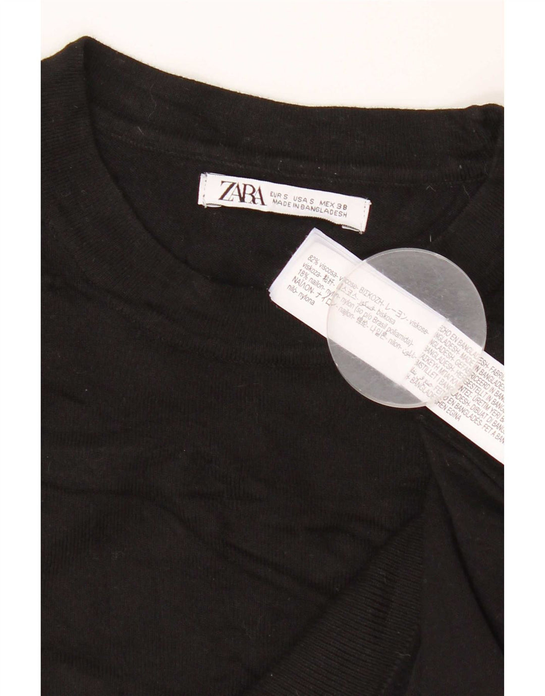 Zara Pull à col rond pour homme Petit Noir Viscose