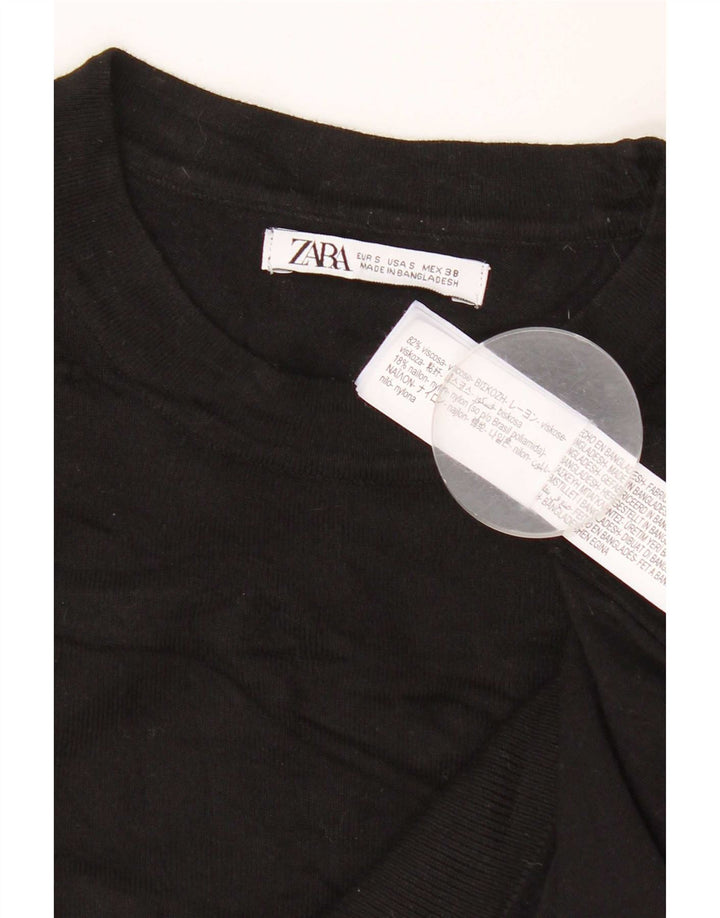Zara Pull à col rond pour homme Petit Noir Viscose