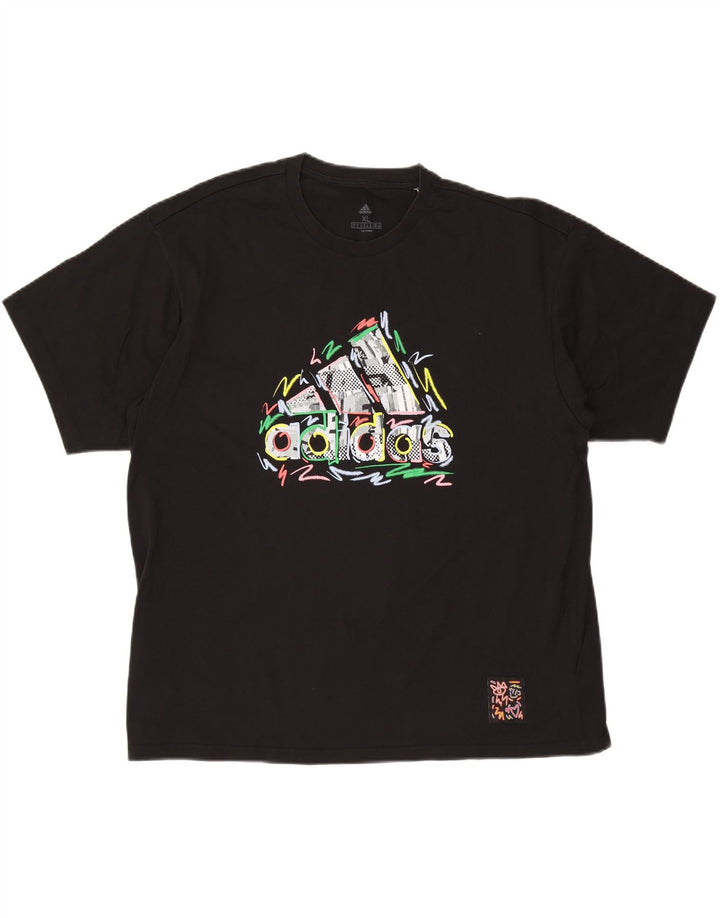 ADIDAS T-Shirt Graphique Homme Top XL Noir Coton