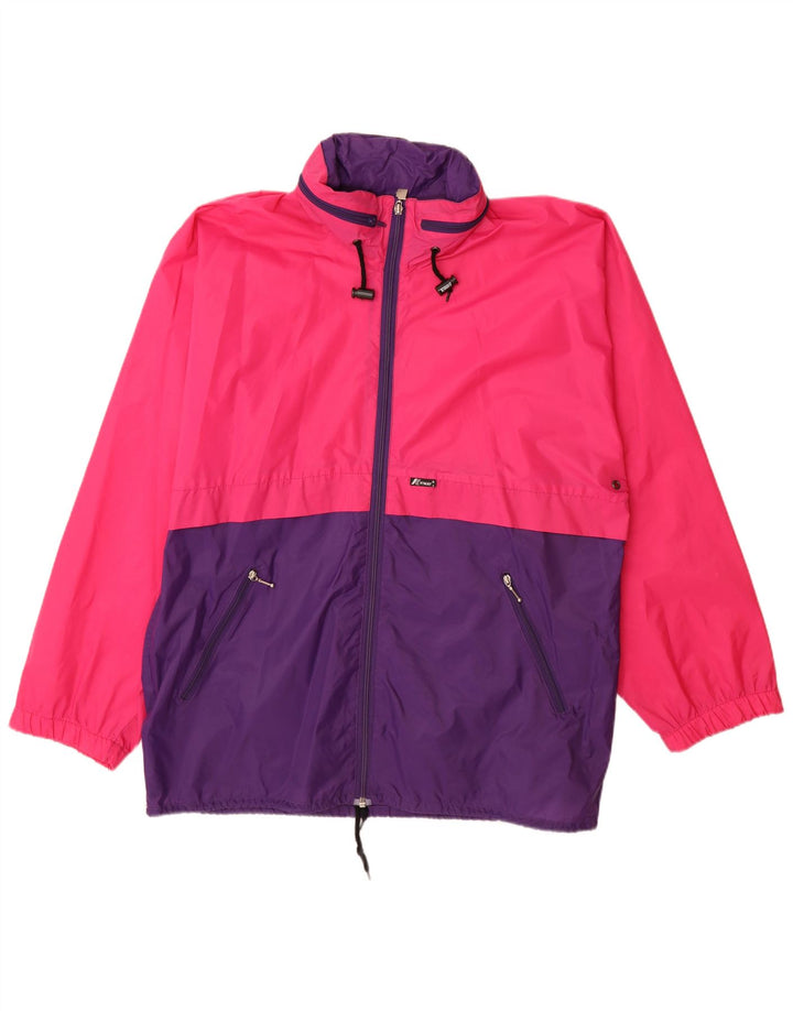 K-Way Veste de pluie à capuche pour homme UK 40 Large Rose Colorblock Polyamide
