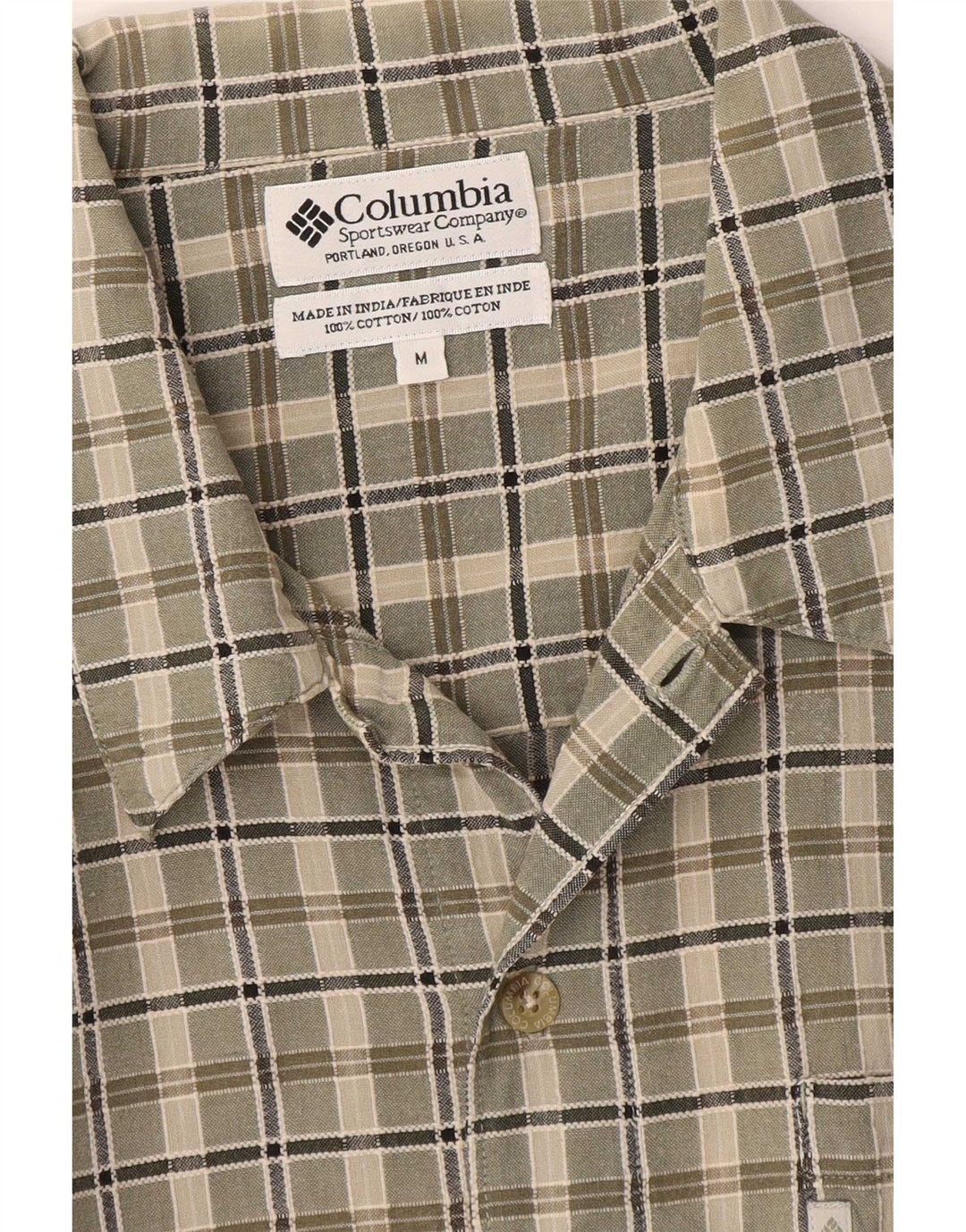 Columbia Chemise à Manches Courtes Homme Kaki Moyen à Carreaux Coton