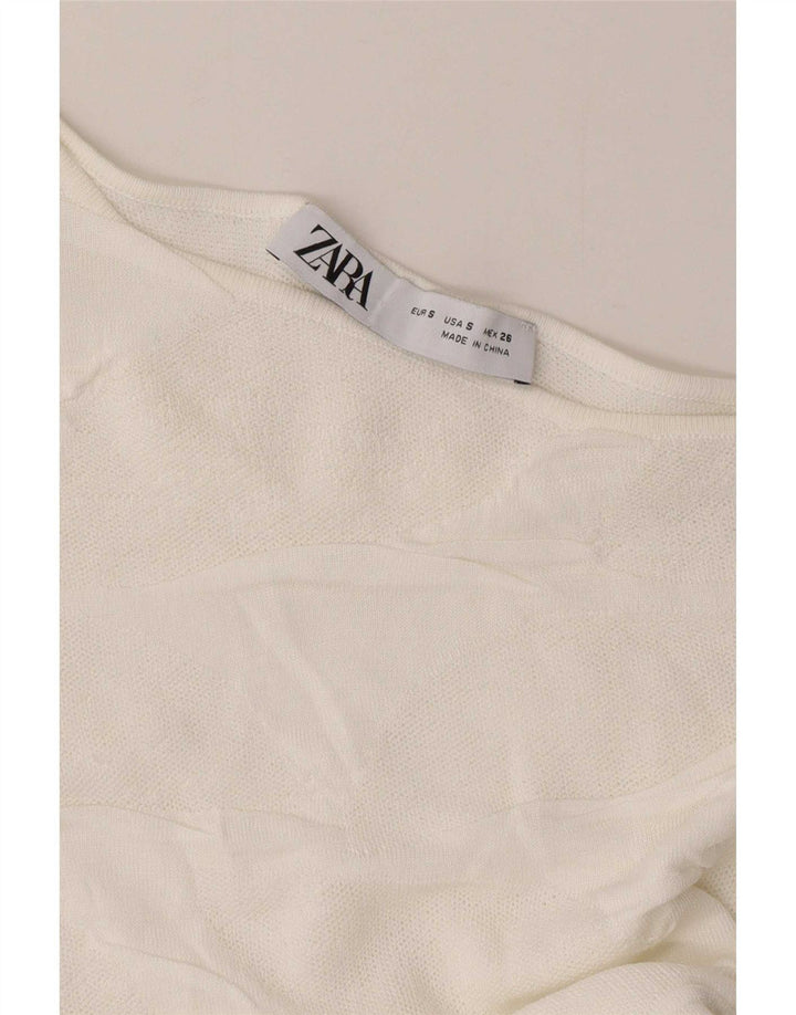 Zara Haut court à épaules dénudées pour femme UK 8 Small Blanc
