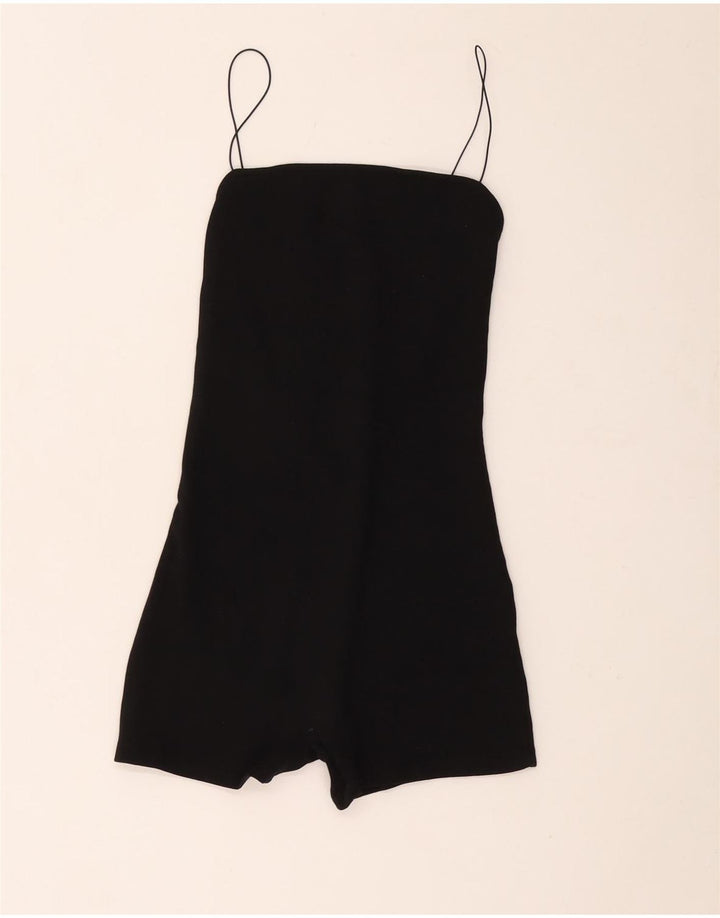 ZARA Combishort sans manches pour femme UK 14 Medium Noir Coton Moderne