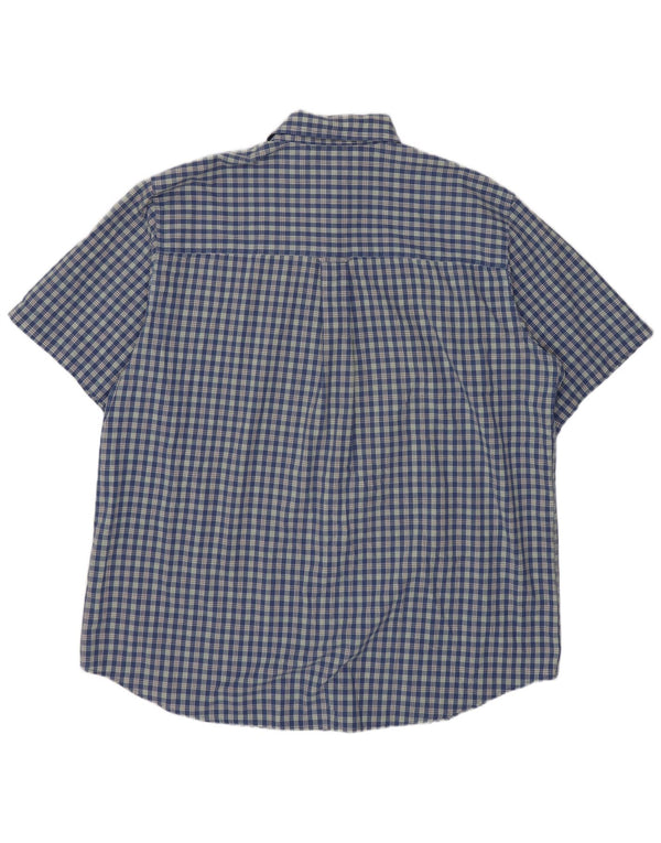 Chaps Chemise à manches courtes homme facile d'entretien XL bleu à carreaux en coton