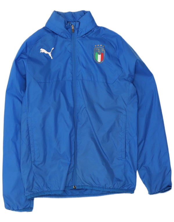 Puma Veste de pluie à capuche Italia Graphic pour garçon 15-16 ans Bleu Nylon Sports