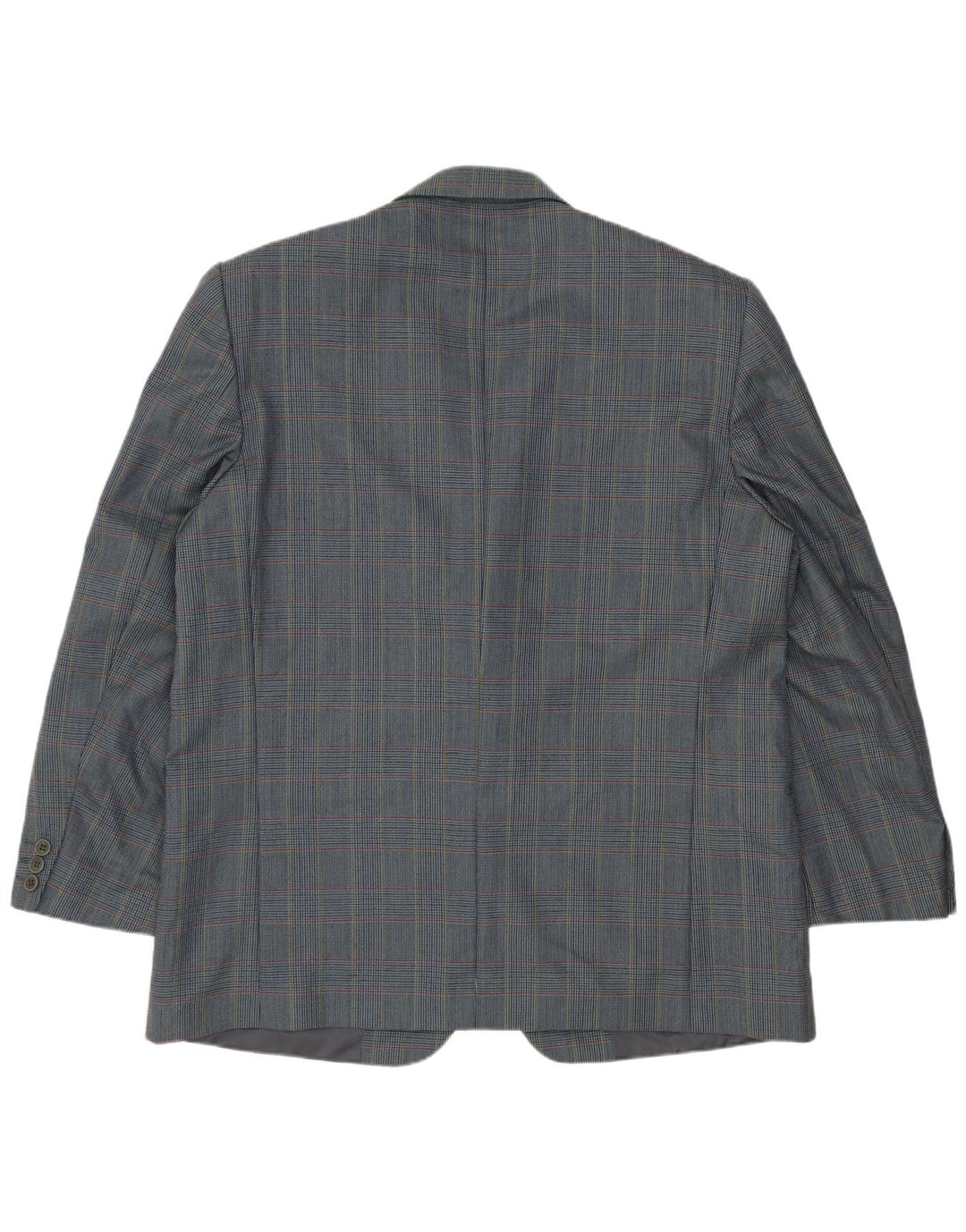 vintage Homme 2 Bouton Blazer Veste IT 54 2XL Bleu Pied-de-poule Laine Vierge