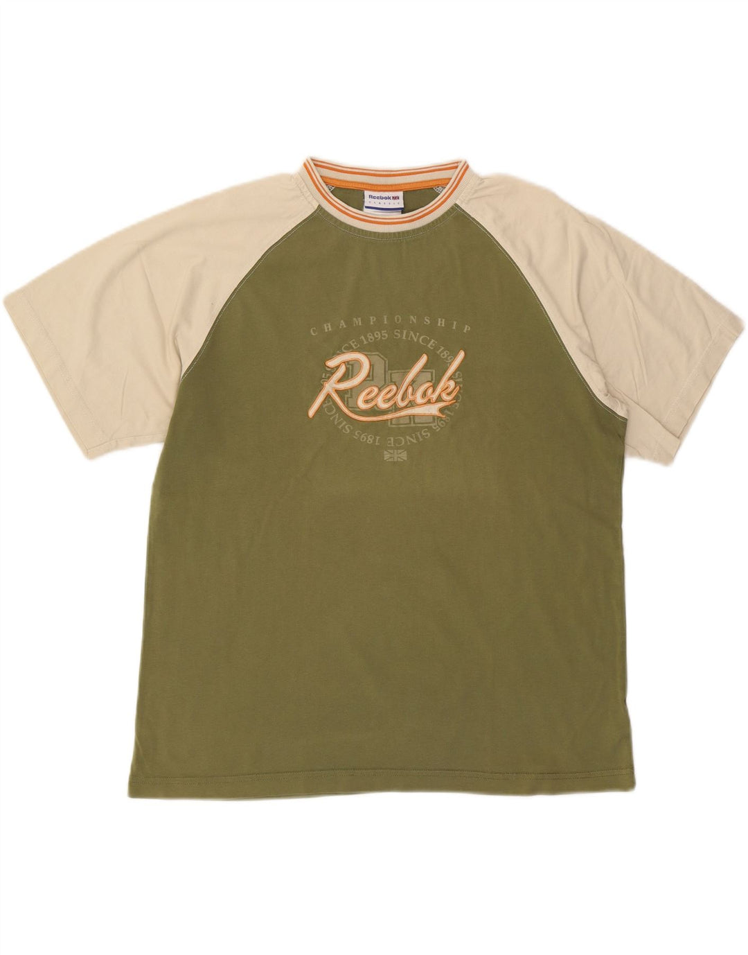 REEBOK T-shirt graphique classique pour hommes, grand coton color block vert