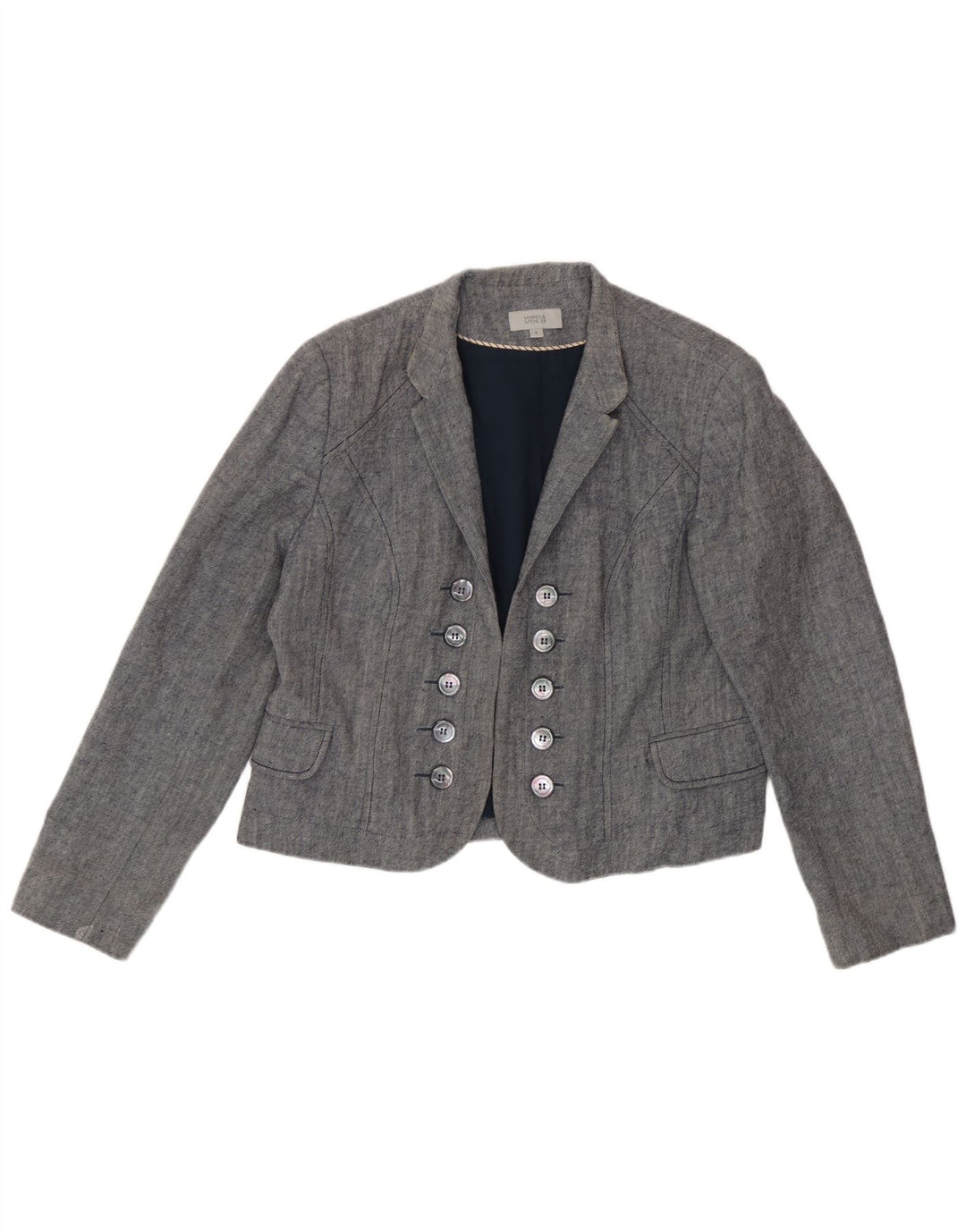 Marks & Spencer Veste Boléro Femme UK 18 XL Bleu Coton