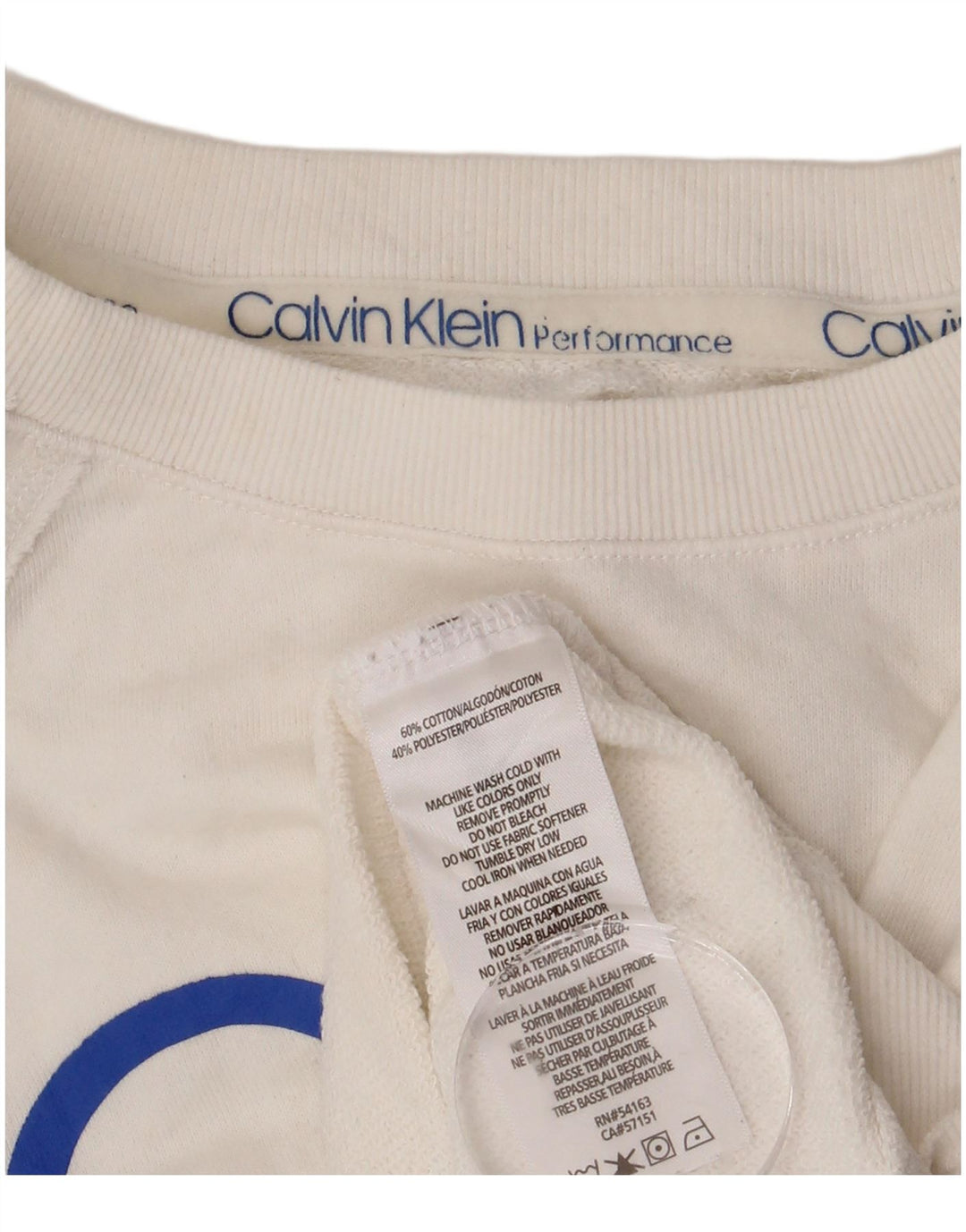 CALVIN KLEIN Sweat-shirt court Performance pour femme UK 8 Small Blanc