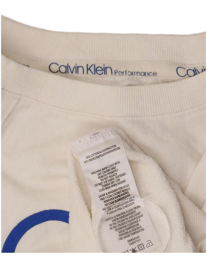 CALVIN KLEIN Sweat-shirt court Performance pour femme UK 8 Small Blanc
