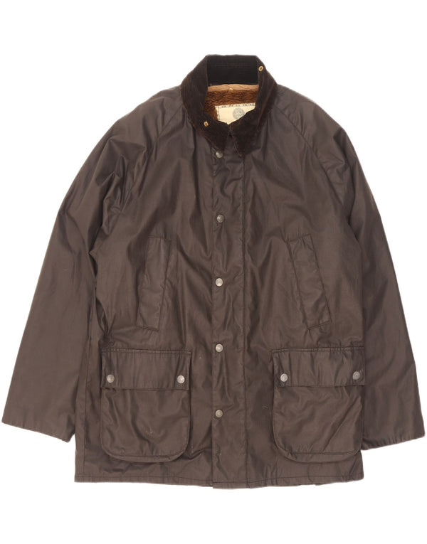 vintage Mens Sherpa Veste en coton ciré UK 38 Acrylique noir moyen