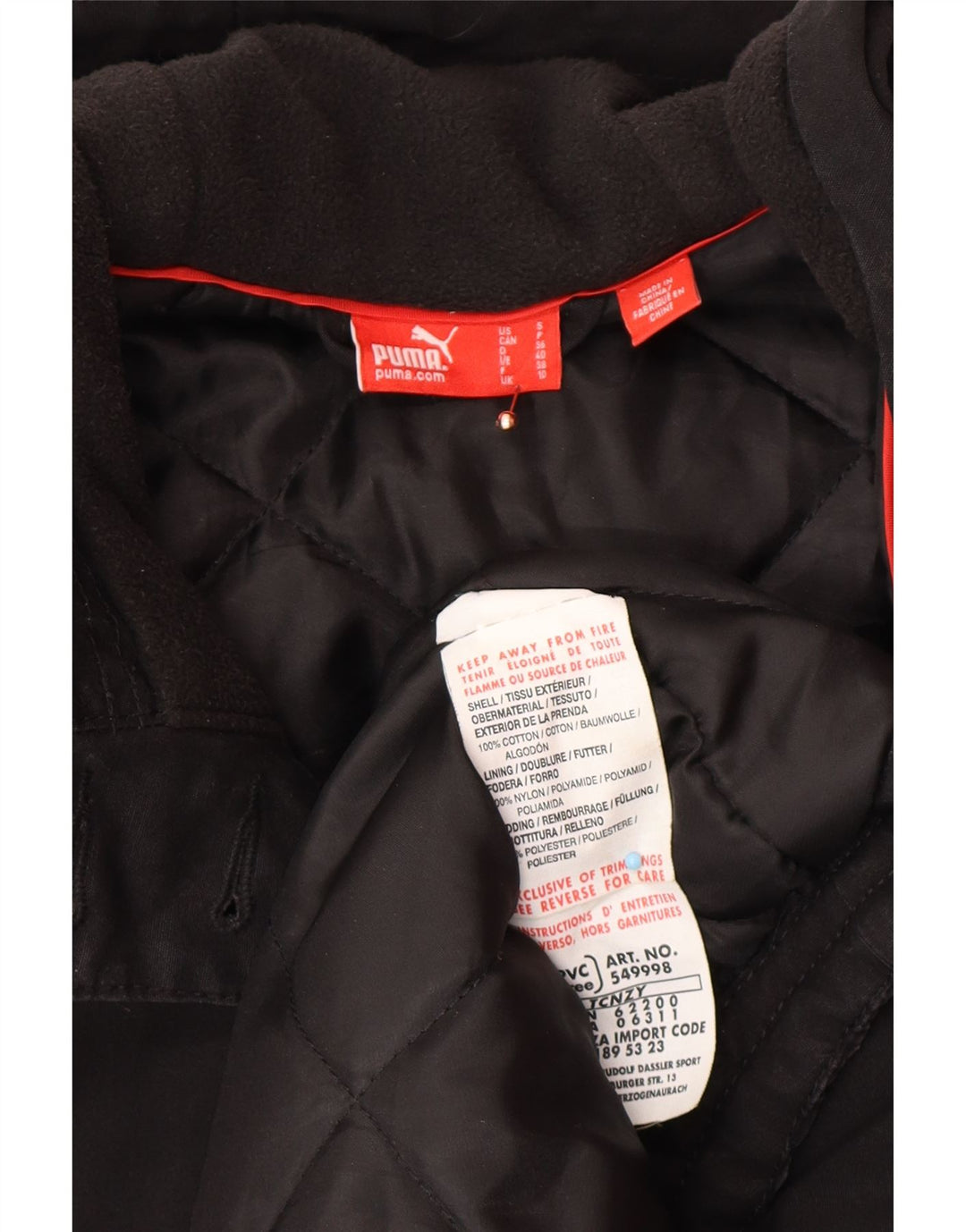 PUMA Veste parka surdimensionnée à capuche pour femme UK 10 Small Noir Coton