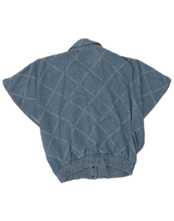 Karl Lagerfeld Chemise en jean surdimensionnée à manches courtes pour femme UK 10 Petit Bleu