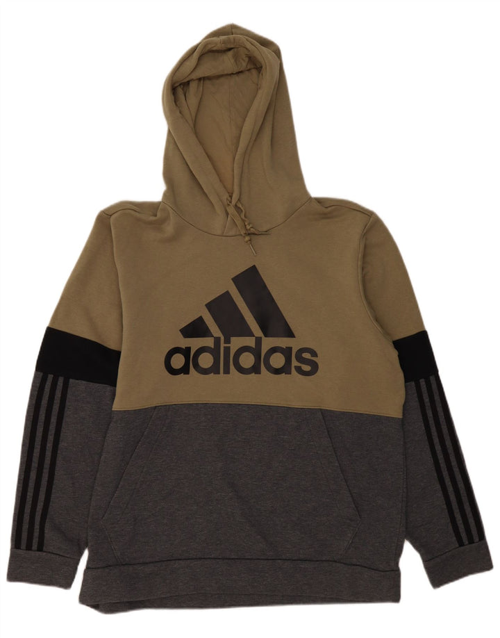 ADIDAS Pull à capuche graphique pour homme XL en coton color block gris