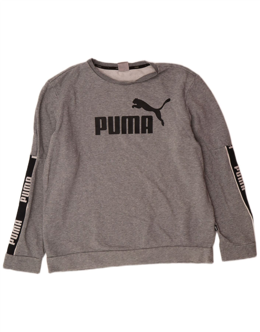 PUMA Sweat-shirt graphique pour homme en coton color block Gris Taille L