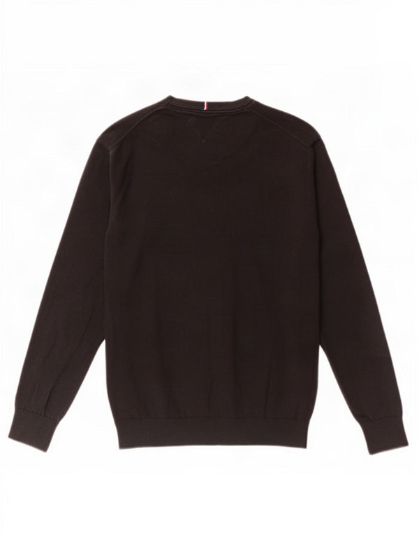 Tommy Hilfiger Pull à col rond pour homme en coton noir moyen