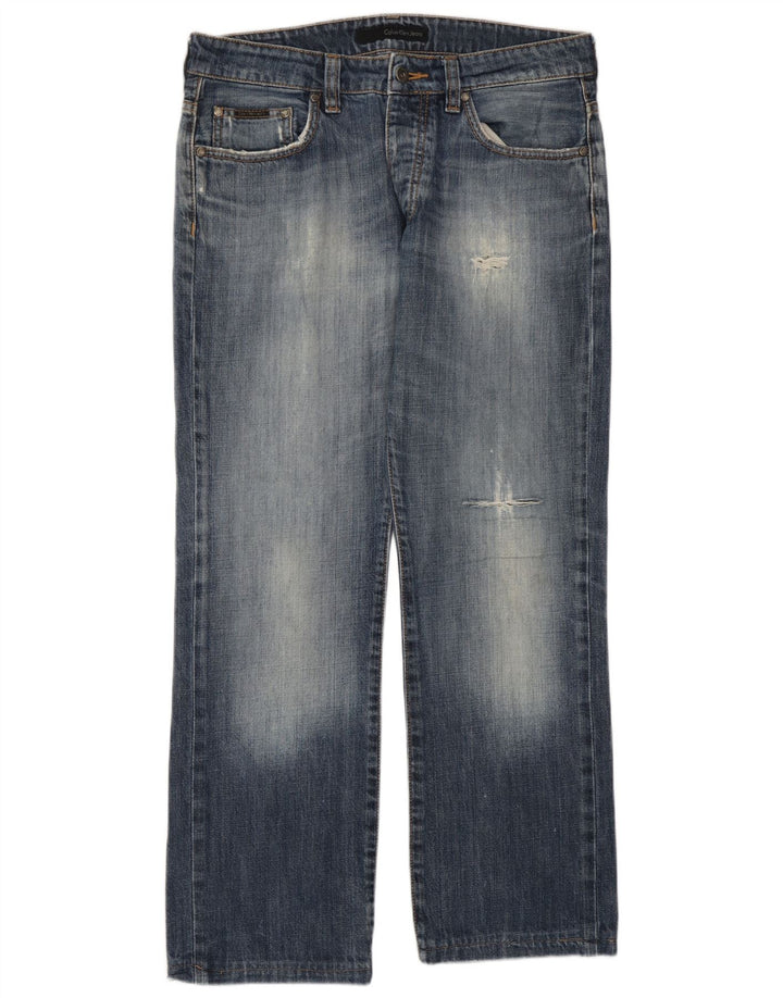 Calvin Klein Jean droit vieilli W34 L28 pour homme Bleu