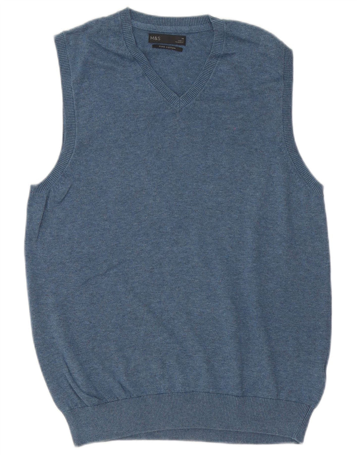 Marks & Spencer Débardeur Vest Homme Bleu Moyen Coton