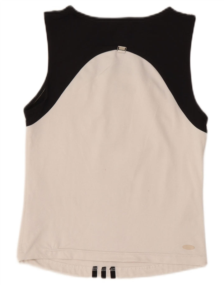 Adidas Femmes Crop Débardeur UK 12 Moyen Blanc Colorblock Polyester