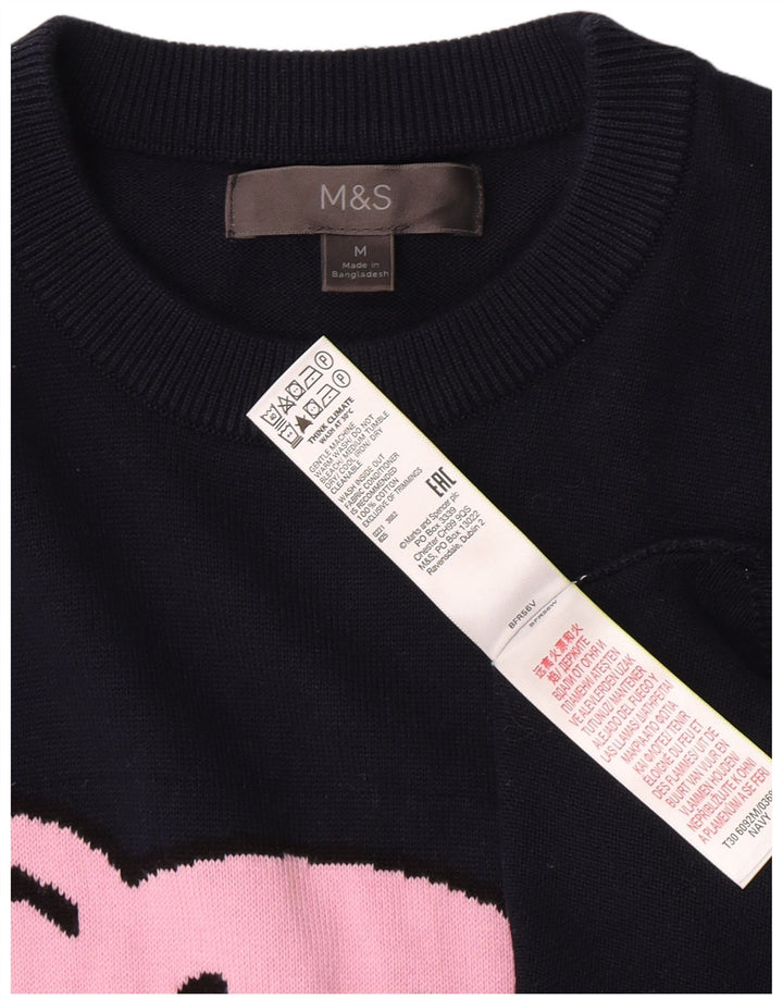 Marks & Spencer Pull Col Ras du Cou Homme Bleu Marine Moyen Imprimé Animal