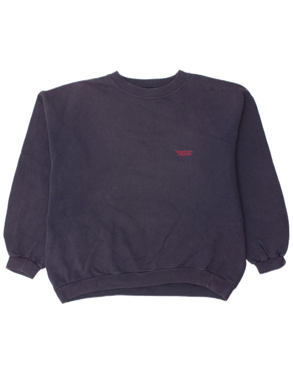 BENETTON Sweat-shirt surdimensionné pour femme UK 14 en coton bleu marine moyen