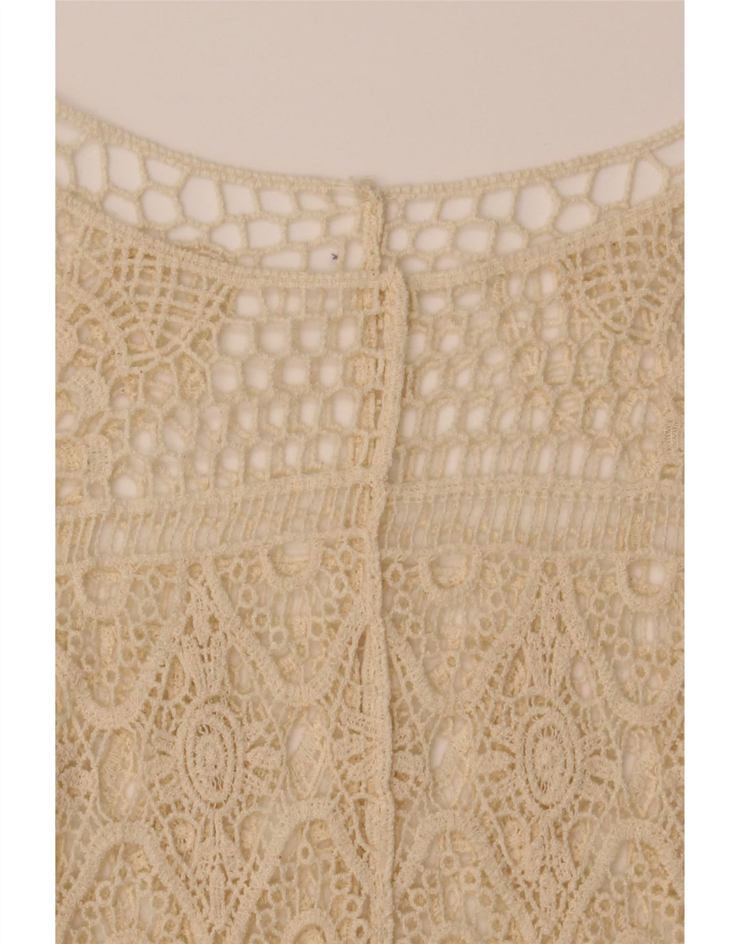 VINTAGE Womens Crochet Blouse Top UK 16 Large Beige Vintage Vintage and Second-Hand Vintage from Messina Hembry 