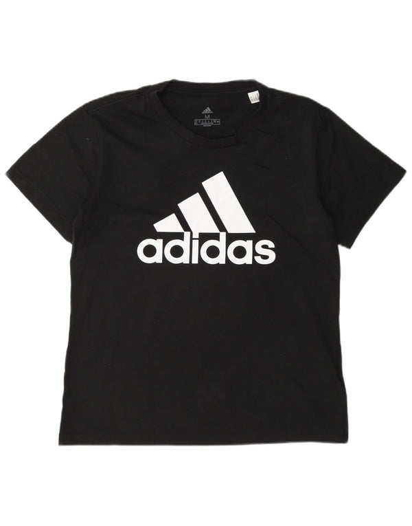Adidas T-shirt graphique à manches courtes pour femme UK 12/14 Noir moyen Sports