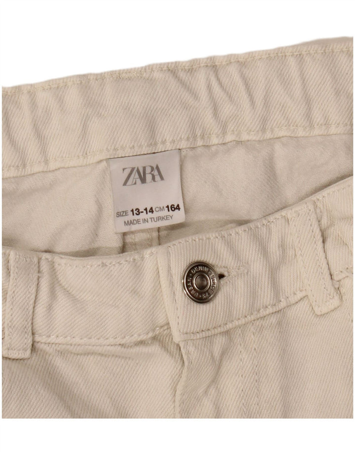 ZARA Jean fuselé taille haute effet vieilli pour fille 13-14 ans W28 L22 Blanc