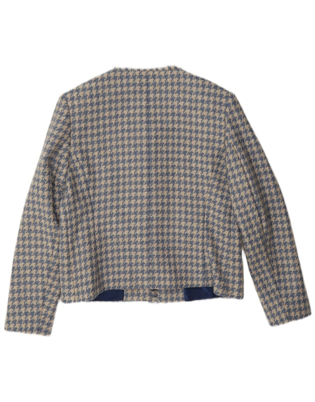 HOUSE OF BRUAR Veste Blazer Femme UK 12 Laine Pied-de-Poule Bleu Moyen