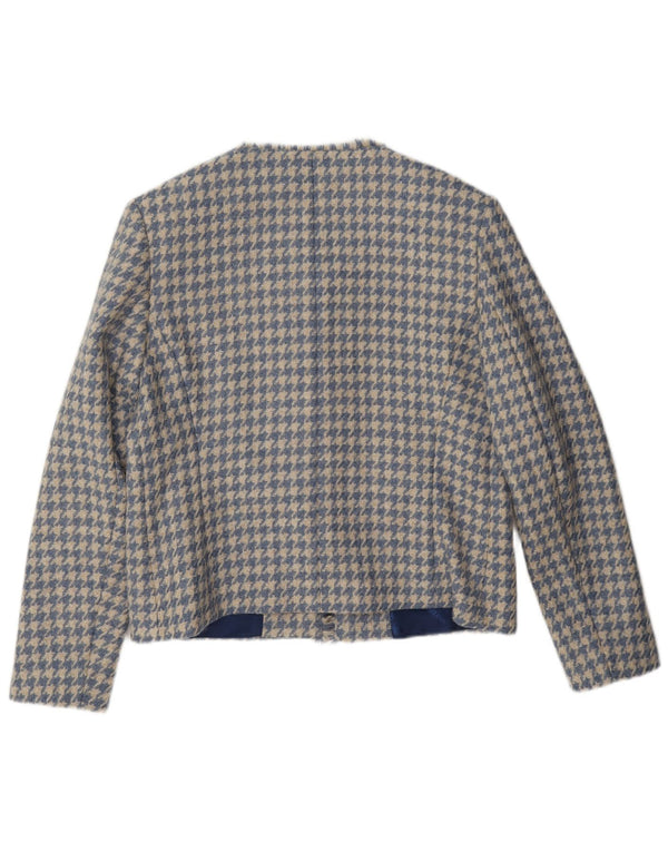 HOUSE OF BRUAR Veste Blazer Femme UK 12 Laine Pied-de-Poule Bleu Moyen