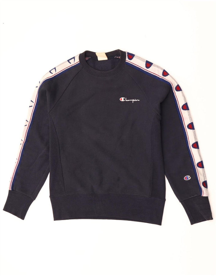 Champion Reverse Weave Graphic Sweatshirt Jumper XS Bleu Marine