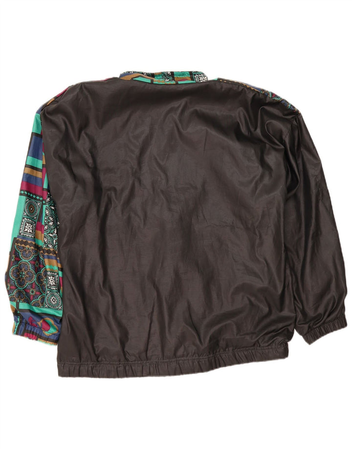 vintage Mens Survêtement Top Veste Grand Noir Colourblock Coton