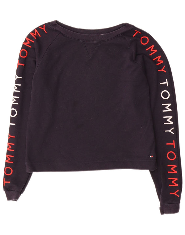 Tommy Hilfiger Sweat-shirt court graphique pour femme UK 10 Petit Bleu marine