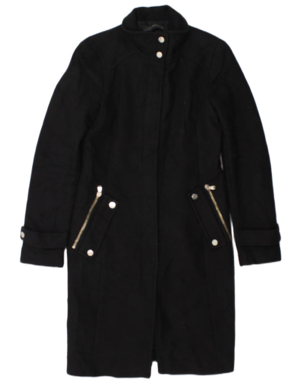 Zara Femme Pardessus UK 10 Petite Laine Noire