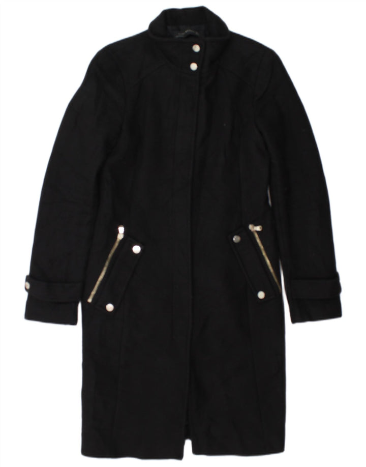 Zara Femme Pardessus UK 10 Petite Laine Noire