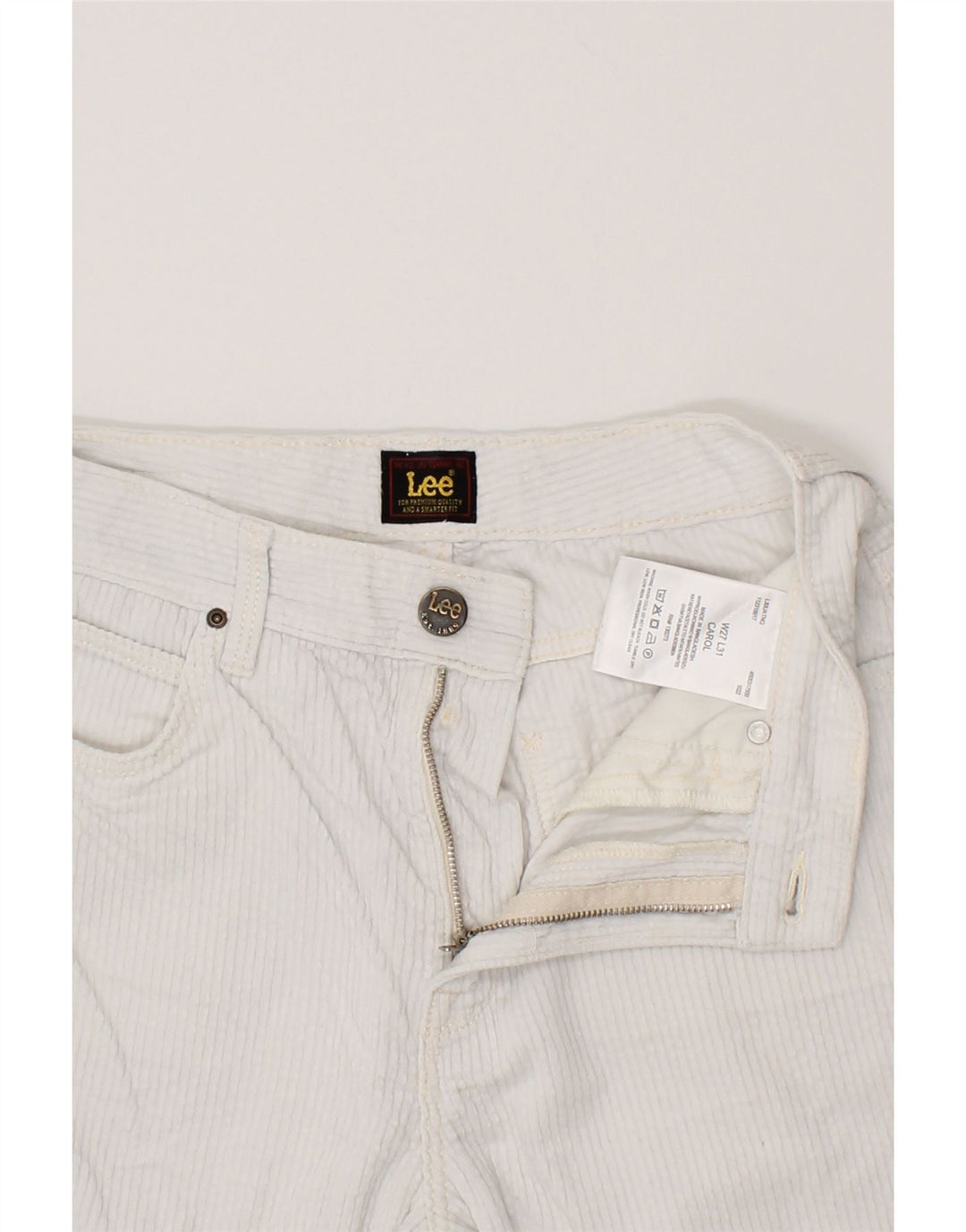 LEE Womens Carol Straight Corduroy Trousers W27 L31 White Cotton Vintage Lee and Second-Hand Lee from Messina Hembry 