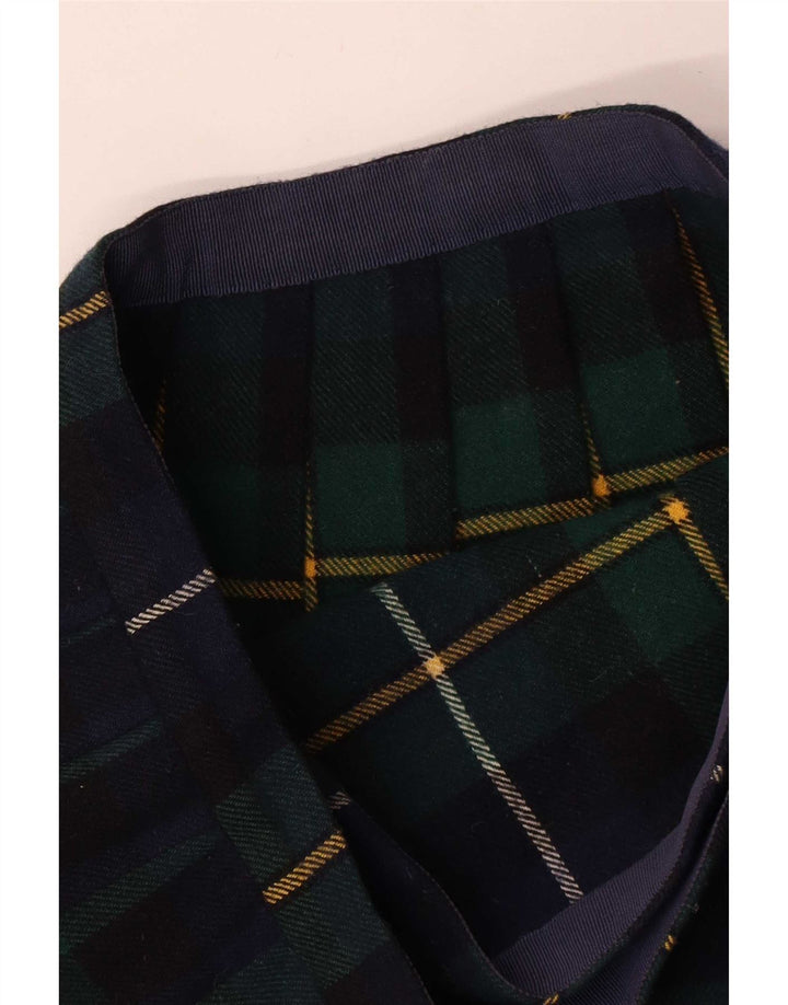 vintage Femmes Jupe portefeuille plissée W28 Plaid vert moyen