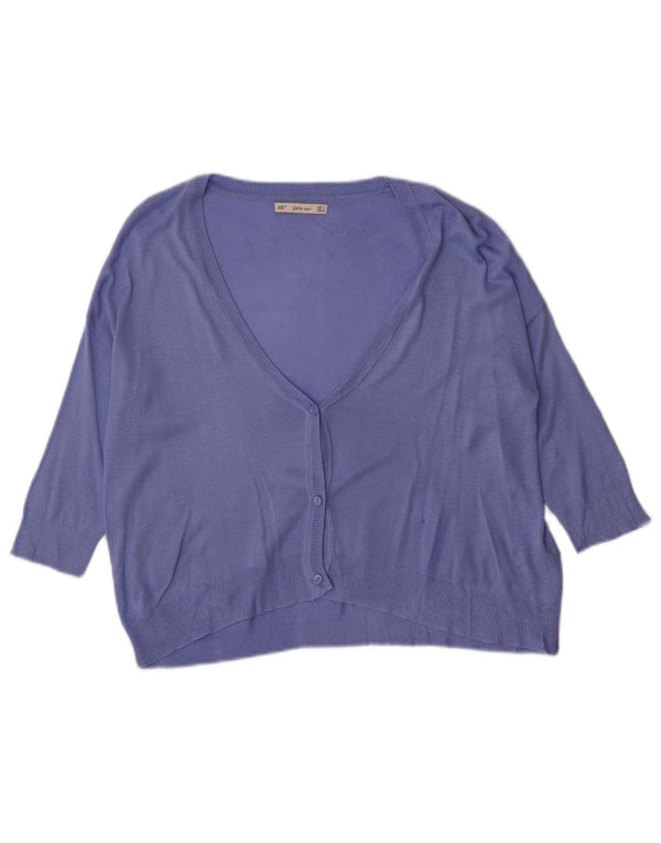 Zara Womens Crop Cardigan à manches 3/4 Pull UK 10 Petit Bleu Viscose
