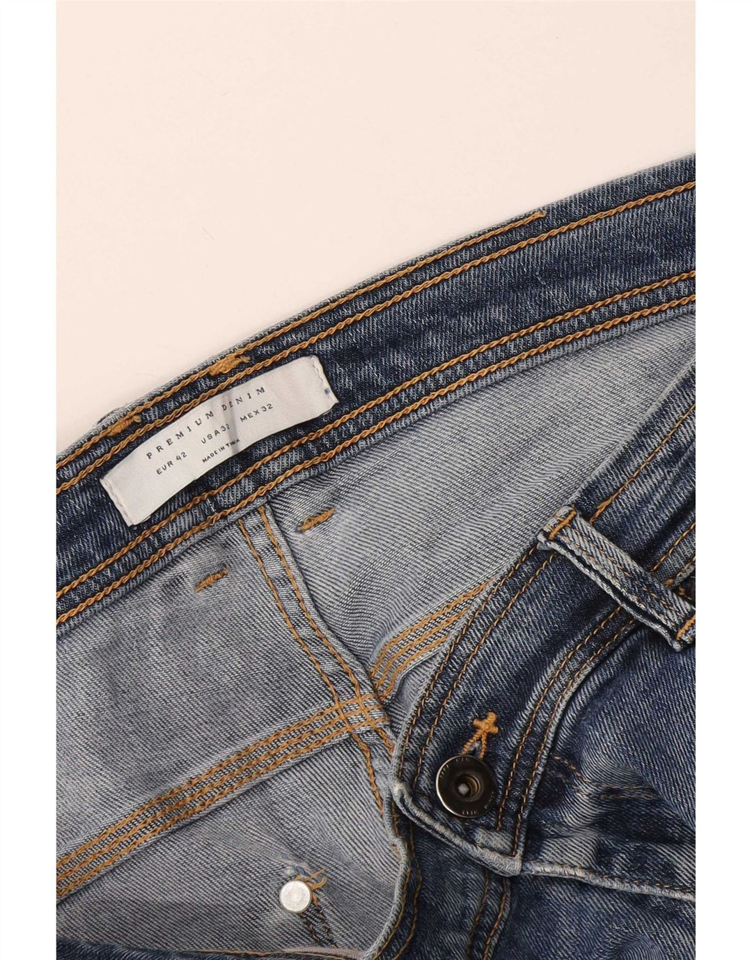 Zara Jean slim vieilli pour homme EU 42 Large W32 L26 Bleu