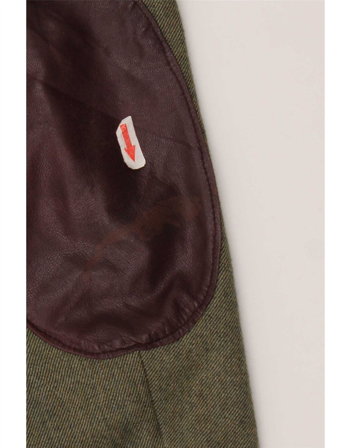 vintage Homme 3 Bouton Blazer Veste UK 38 Medium Kaki Colourblock
