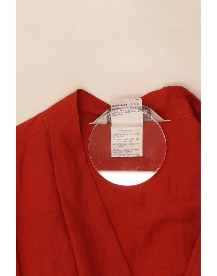 Max Mara Robe portefeuille pour femme UK 12 Lin rouge moyen