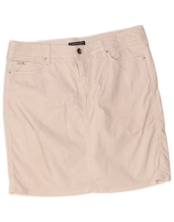 Tommy Hilfiger Mini jupe femme US 10 Large W32 coton blanc