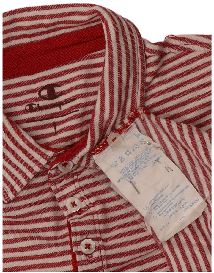 Champion Polo Homme Grand Coton Rayé Rouge