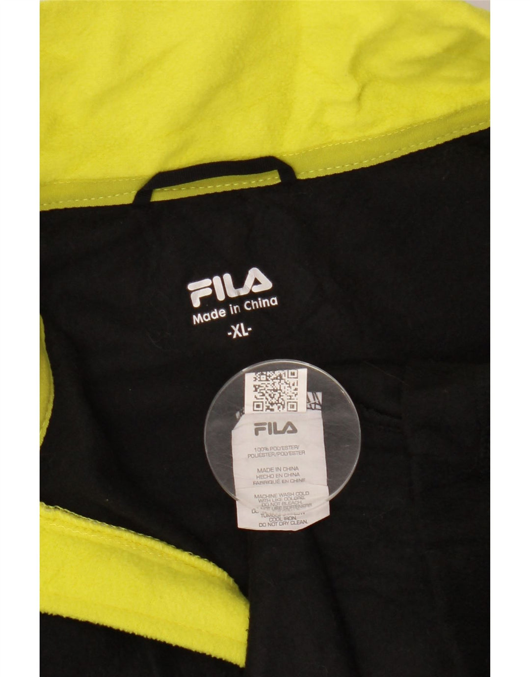 FILA Pull Polaire Col Zippé Homme XL Noir Polyester